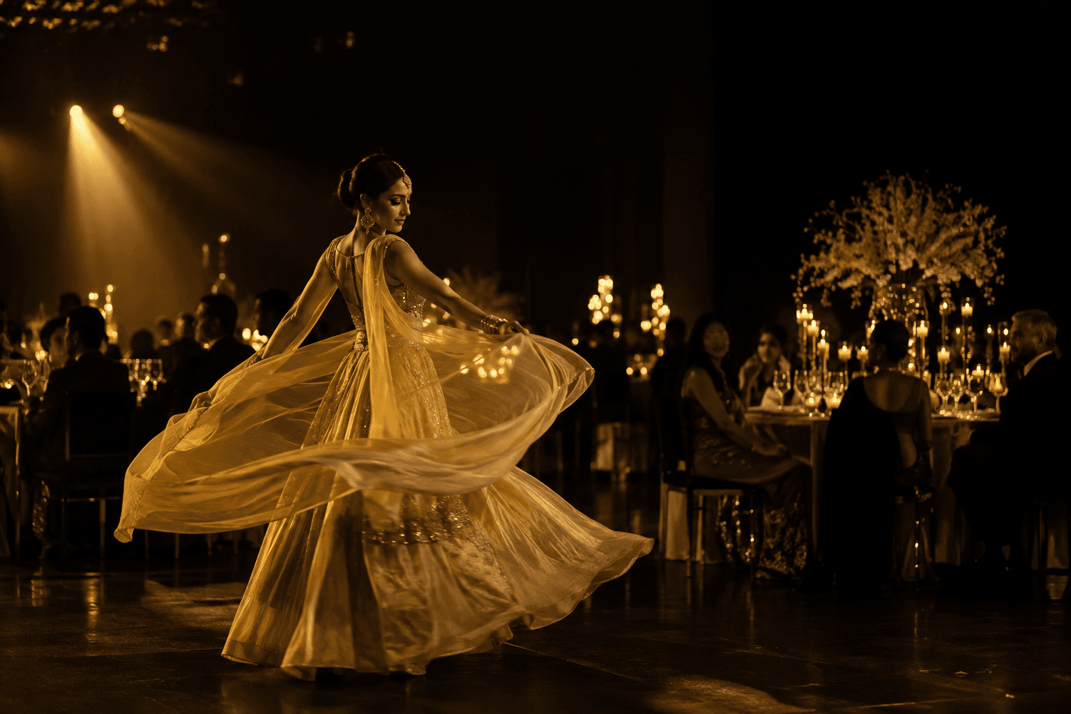 Dancer at a candlelit event